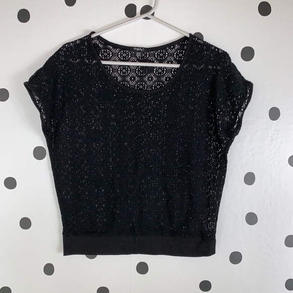 Rhapsody Tops - 🌈5/$25🌈 EUC Rhapsody black lace see thru top M